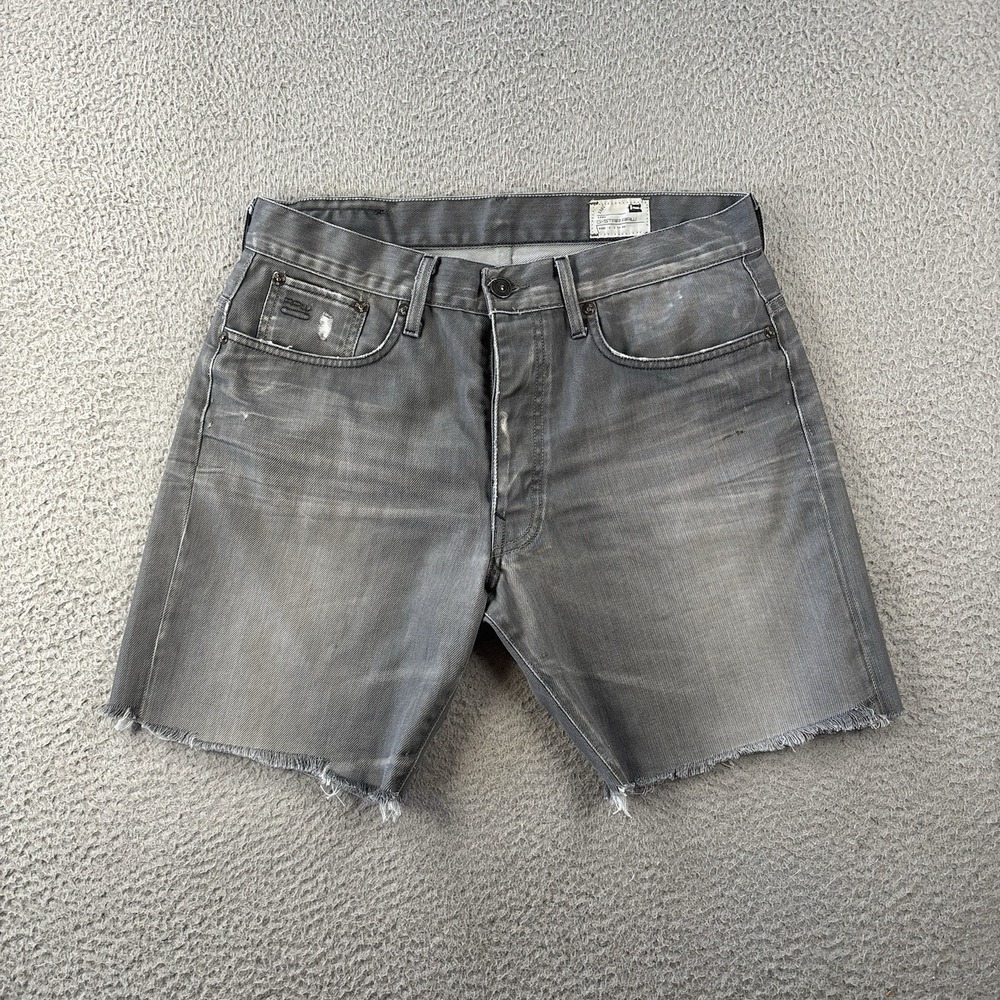 G Star Raw Cut Off Shorts Mens 33x7 3301 Faded‎ Washed Out Jean Denim Jorts